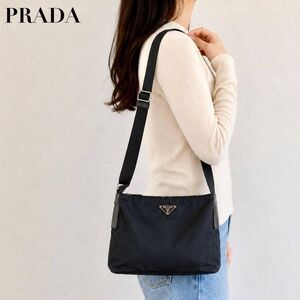 PRADA shoulder bag cross body triangular black